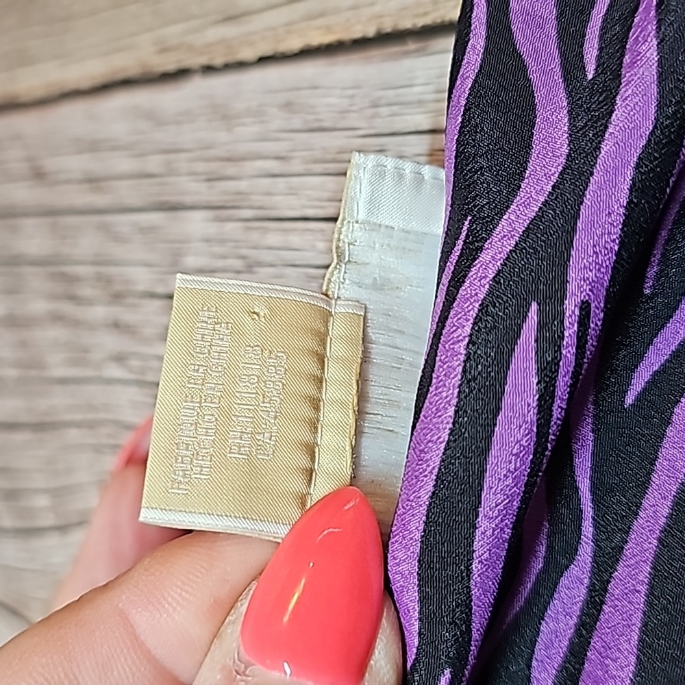 NEW MICHAEL MICHAEL KORS FLAWED PURPLE ZEBRA PRINT 3/4 SLEEVE BANDED TOP BLOUSE - Picture 12 of 14